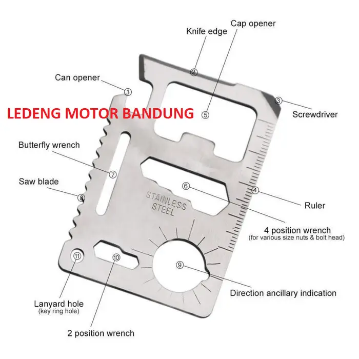 Saber Card Stainless Survival Tool Kit Obeng Pisau Kartu Multifungsi 1