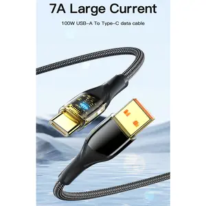 Kabel Data USB Type C Multifungsi Fast Charging LED 7A 100W