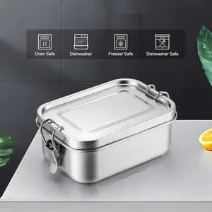 Kotak Makan Lunch Box Stainless Steel Single Layer 850ml