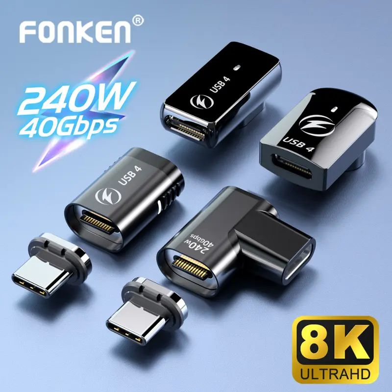Fonken 240W USB4.0 Magnetic Connector USB Type C To USB C 40Gbps 8K 60Hz Adapter 0