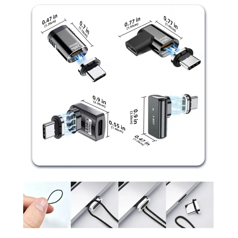 Fonken 240W USB4.0 Magnetic Connector USB Type C To USB C 40Gbps 8K 60Hz Adapter 5