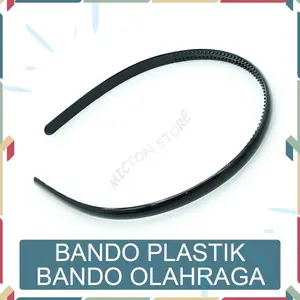 BIGTON Bando Pria Wanita Plastik Bando Hitam Polos Lidi Olahraga Murah