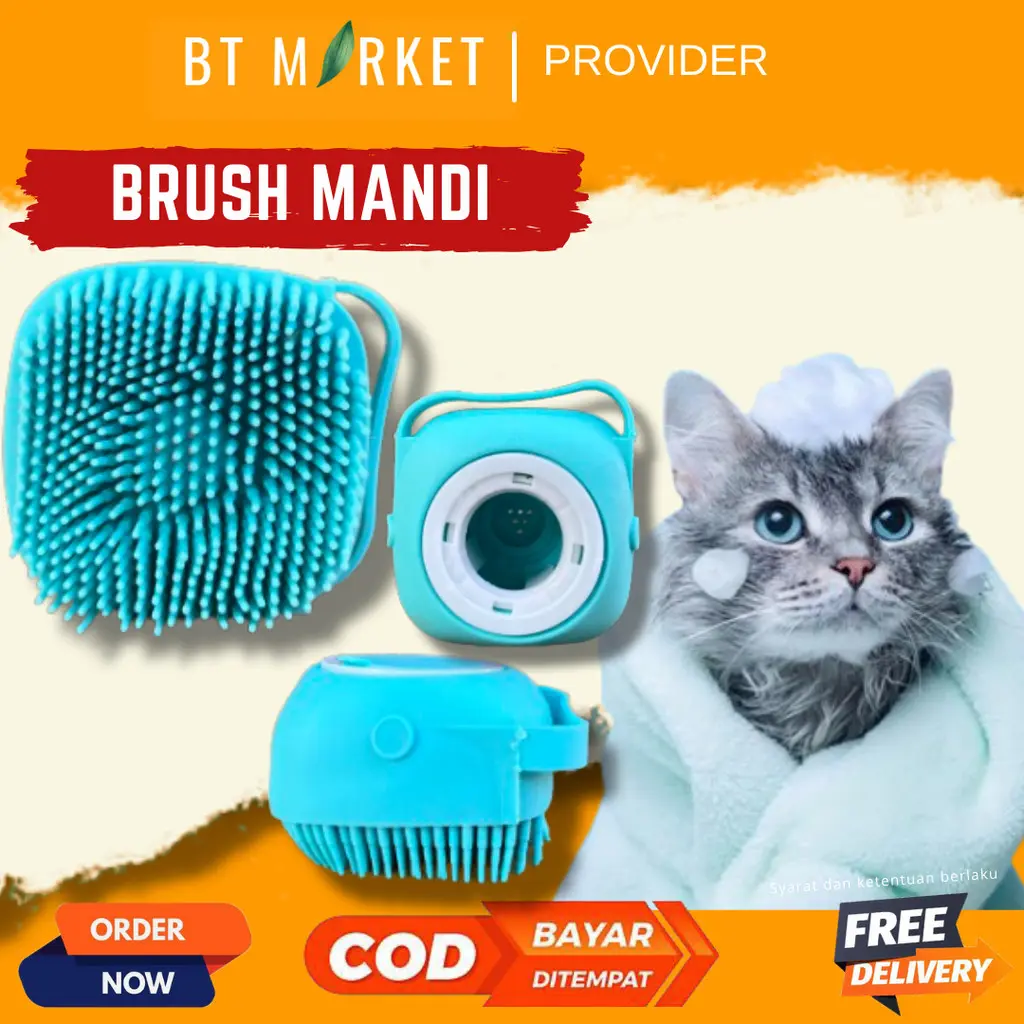 BRUSH MANDI - Sikat Sisir Mandi Silikon Bulu Pijat Hewan Kucing Anjing