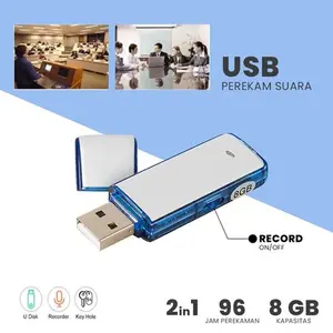 Flashdisk Perekam Suara USB 8GB - Putih/Biru