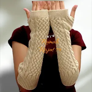 [PREMIUM] HANDSOCK Rajut Motif Cable Panjang Manset Jempol