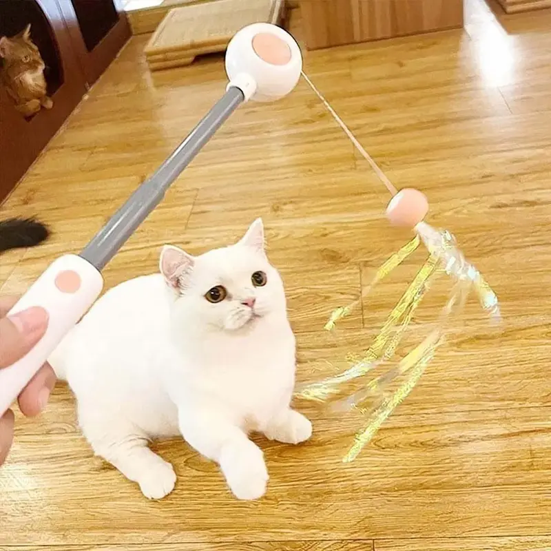 Mainan Kucing Automatic Retractable Bulu Tongkat Interaktif Cat 3IN1 8
