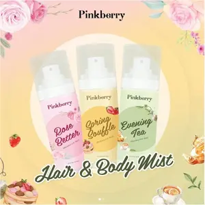 Pinkberry Fine Fragrance Mist Hair & Body Mist | 100ml | Evening Tea - Rose Better - Spring Souffle | PARFUM WANITA | AWET TAHAN LAMA
