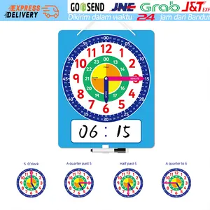 Clock Time Learning Mainan Edukasi Anak Latihan Belajar Mengenal Waktu Jam
