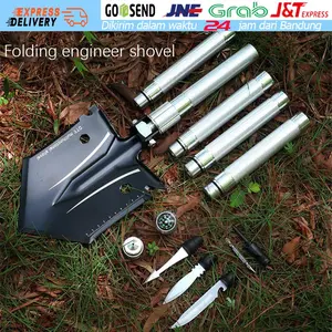 Sekop Mini Lipat Portable Cangkul Pacul Gergaji Aluminium Multifungsi Camping Tool Shovel Kemah Berkebun