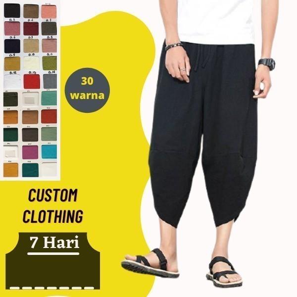 Custom Celana Pria Panjang Bahan Linen harem Pants Japanese Men 0