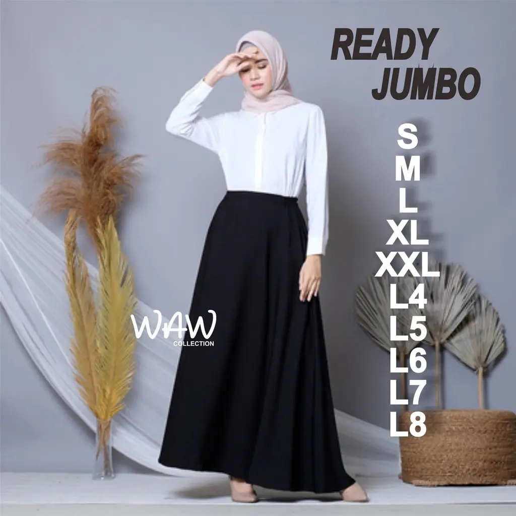 ROK JUMBO KERJA A- LINE HITAM FORMAL | ROK OSPEK SIZE S - L15 HIGH QUALITY