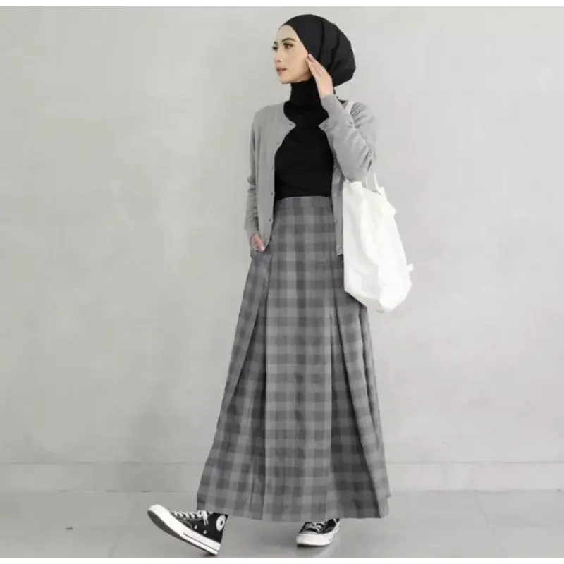 ROK ROK TARTAN KOTAK REMPEL/ROK MUSLIMAH PANJANG