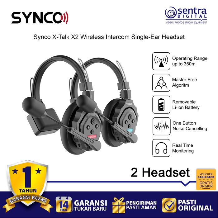Gambar Synco X-Talk X2 Wireless Intercom System - 2 Headset dari Sentra Digital Kota Surabaya Tokopedia