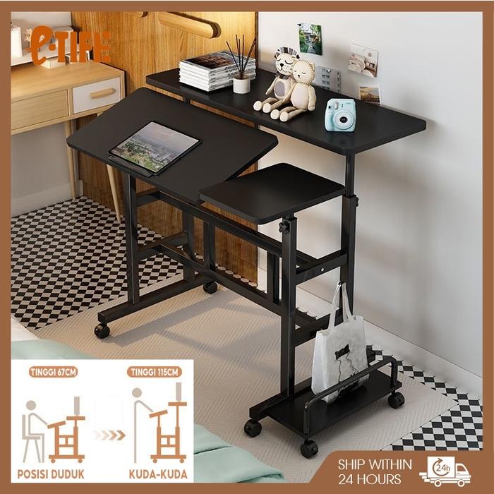 Jual etife Meja Kerja Adjustable/meja belajar portable dewasa/meja roda ...