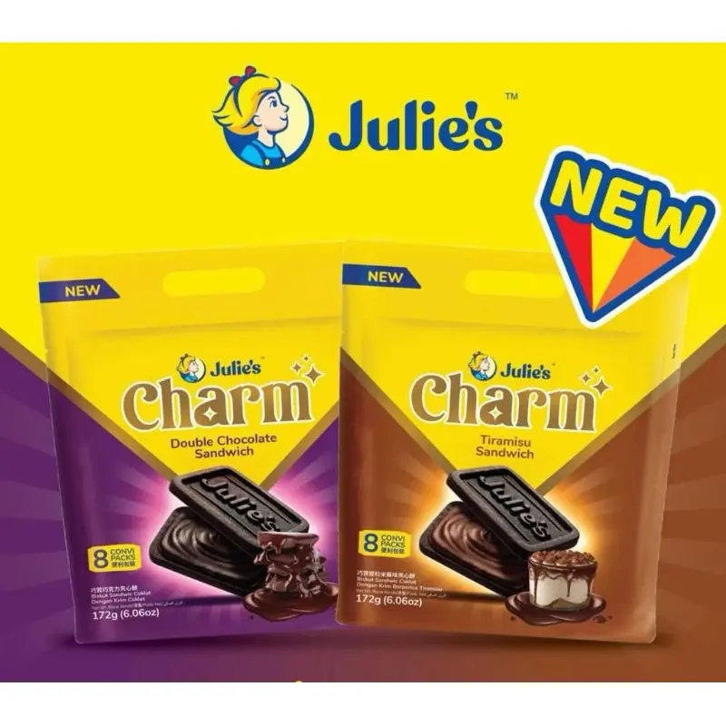 Julies Charm Tiramisu Sandwich Biscuit Julies Charm Double Chocolate Sandwich Biscuit 172g 0