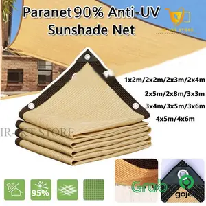 Sun Shade Net Beige Paranet 90% Jaring kuning HDPE Anti-UV Kanopi Net Outdoor SunProof Wind Protection Sunshade