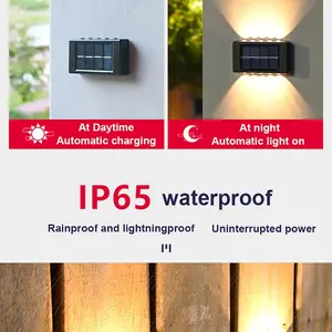 Lampu Dinding Solar Outdoor Modern IP65 600mAh Warm White 6 LED - H6 - Black