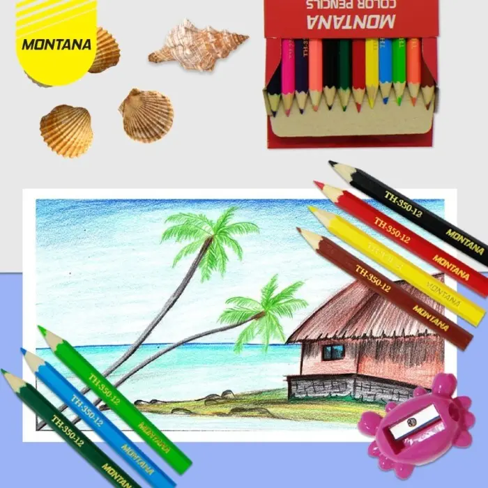 1 Set / 12 Warna  Pinsil Warna Montana TH-350 / Pensil Warna / Moencul 3