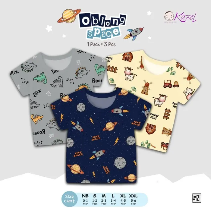 3pcs KAZEL TSHIRT SUMMER EDITION / TINY SPACE / BE HAPPY 1