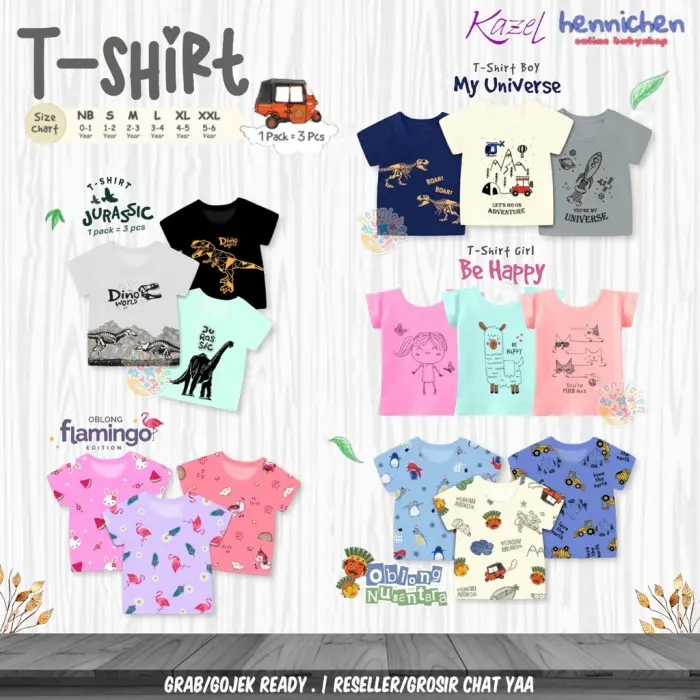 3pcs KAZEL TSHIRT SUMMER EDITION / TINY SPACE / BE HAPPY 0