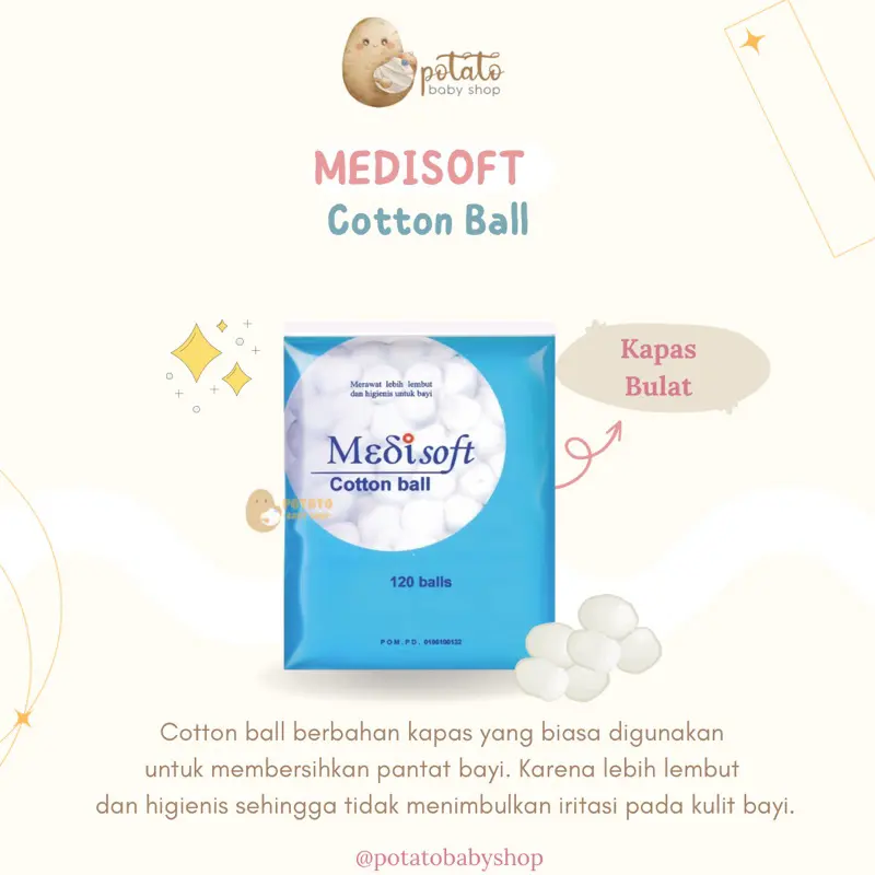 Medisoft Cotton Ball | Kapas Bulat Medisoft | Bola Kapas Bayi