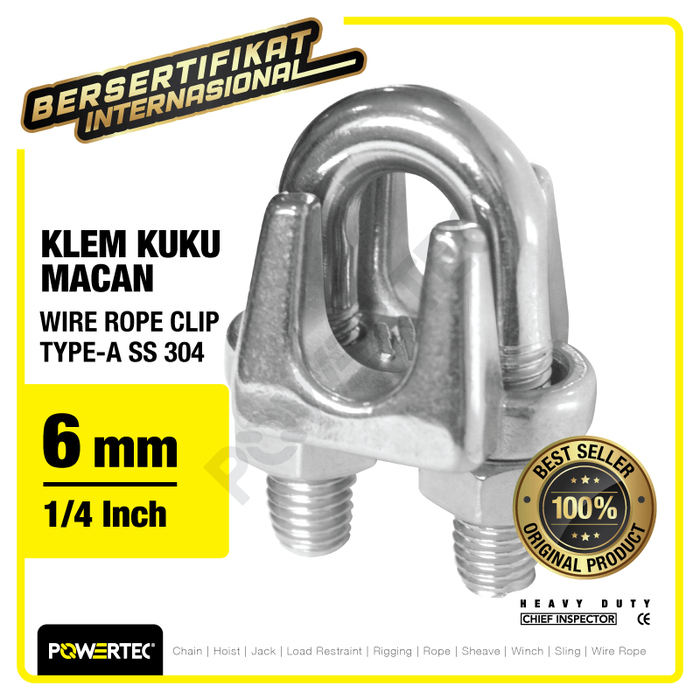 Gambar Wire Rope Clip / Klem Seling Kuku Macan SS 304 6mm POWERTEC Bulldog dari powertec id Kota Administrasi Jakarta Pusat Tokopedia