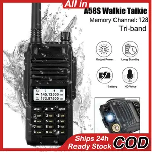 New- 【Ready Stock 】HT Handy Talky BF A58S Waterproof Tri-Band Radio WalkieTalkie 10W ht jarak jauh murah 1000km ht terbaru