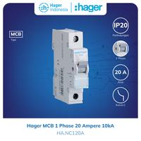 Gambar Hager MCB 1 Phase 20 Ampere 1 pole 20A 10kA - NC120A dari Hager Indonesia Kota Administrasi Jakarta Barat 1 Tokopedia