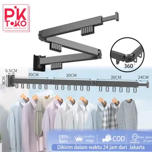 Jemuran Dinding Baju Aluminium - Hemat Ruang, Desain Lipat Gantung
