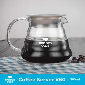 Coffee Server V60 Drip One Two Cups - SE101 Borosilicate Glass Tahan Panas