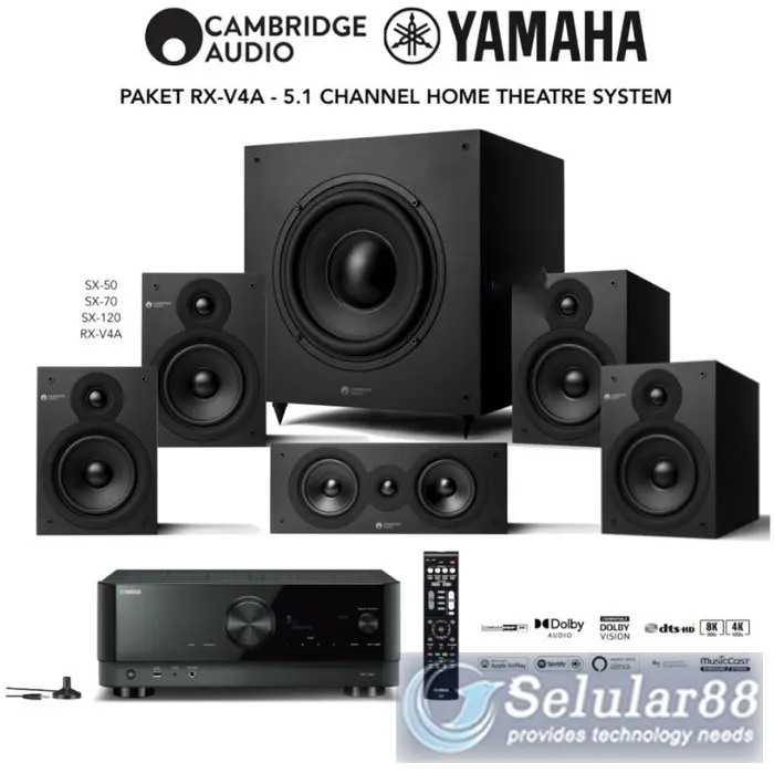 Yamaha RXV4A+Cambridge SX50+SX70+SX120 Paket 5.1 Kanal Home Theater