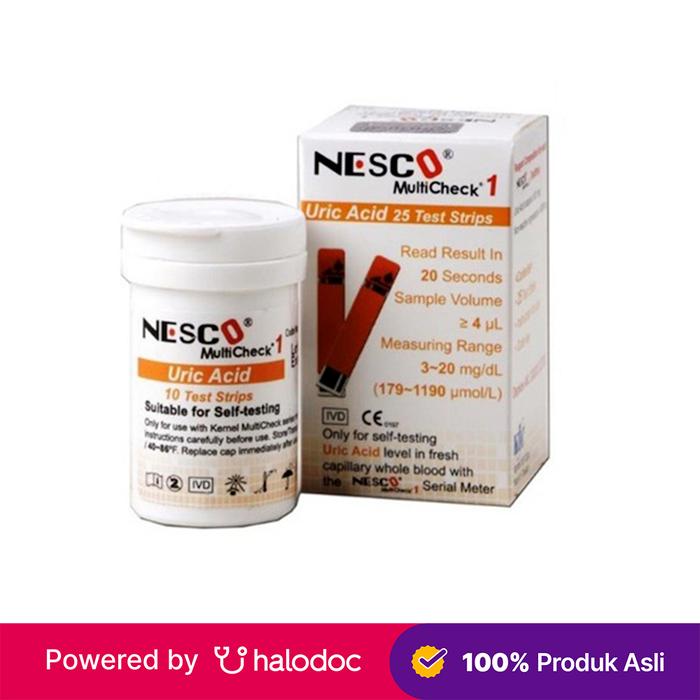 Gambar Nesco Multicheck Uric Acid 25 Strips  - Tes Medis - Halodoc dari Apotek Pradana Tangerang Kota Tangerang Tokopedia