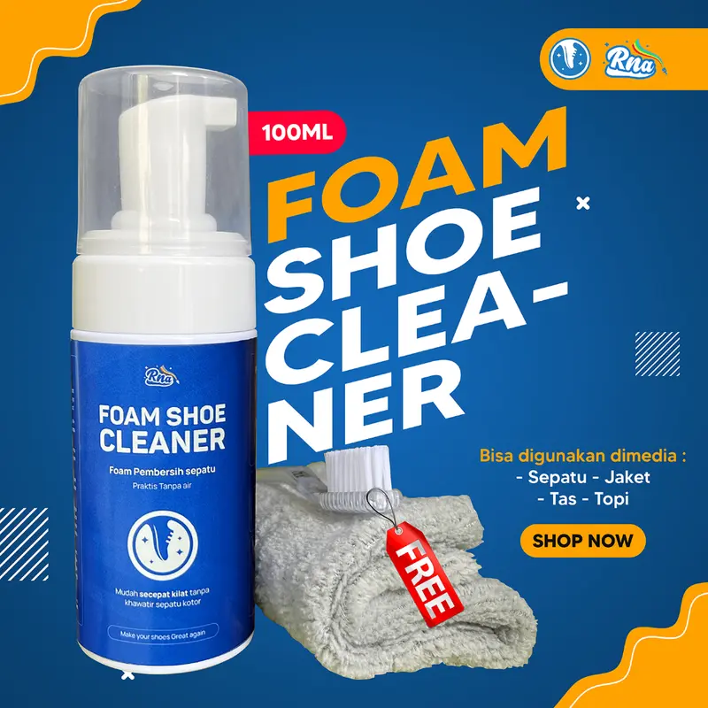 Rnasoap - Foam shoe cleaner pembersih sepatu praktis tanpa bilas kanvas kulit suede 100ml Free Lap 0