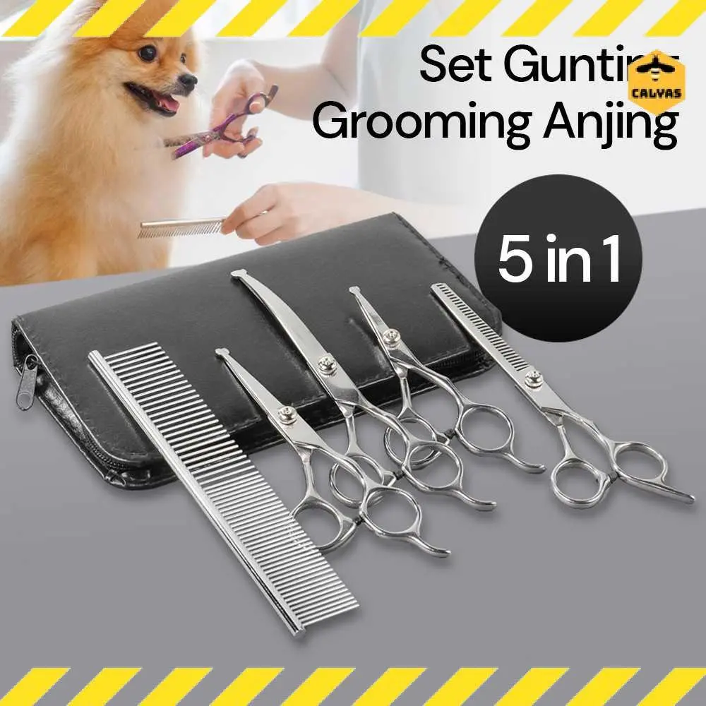 Gunting Grooming Perawatan Bulu Anjing 5in1 Scissors