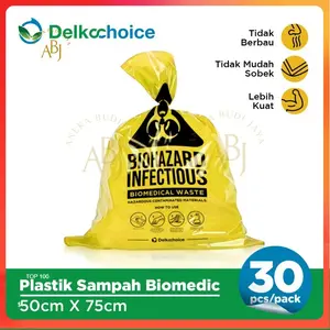 Kantong Plastik Sampah BioHazzard Plastik Sampah Limbah Medis Kuning Kantong Sampah Infeksius - 50x75, Kuning