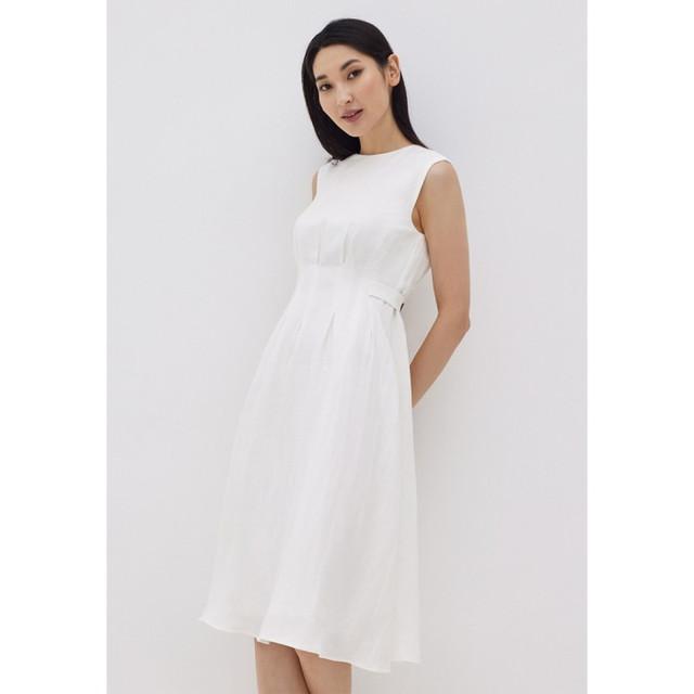 Gambar Love, Bonito - Dress Wanita - Colbie Pleated Button Dress - White dari Love, Bonito ID Kab. Bekasi Tokopedia