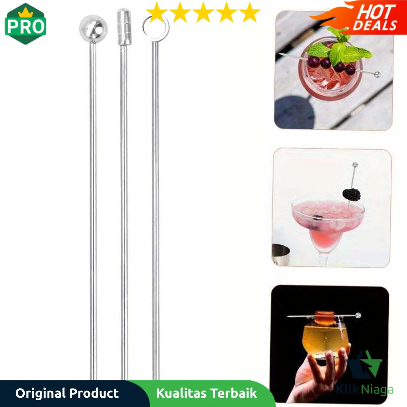 JUWI Tusukan Buah Cocktail Pick Garnish Decoration Stainless Steel -