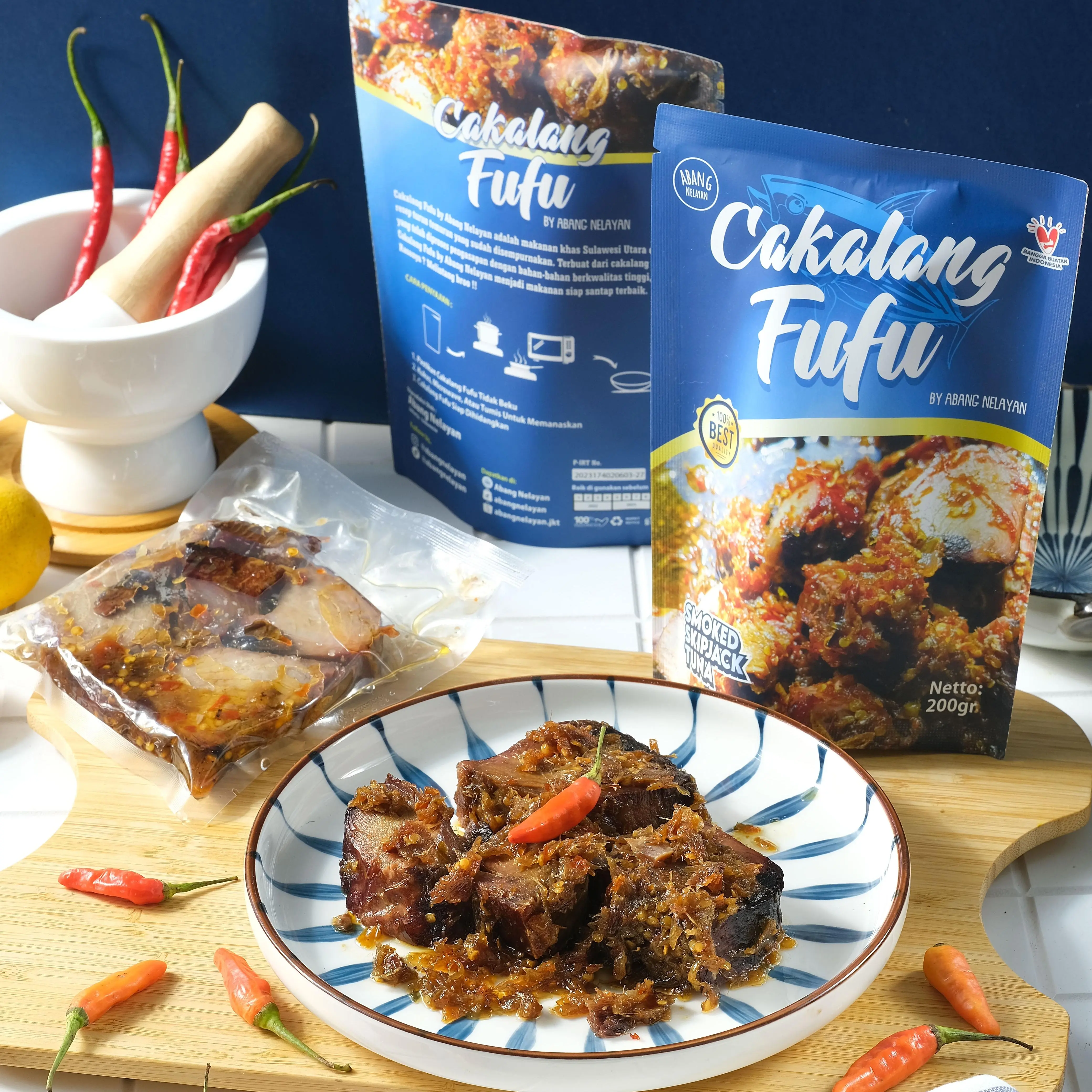 2 pouch Cakalang Asap Cakalang Fufu Rica Abang Nelayan makanan instant