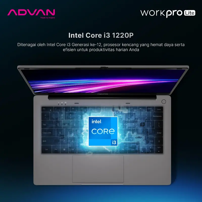 ADVAN WORKPRO LITE I3-1220P 8GB 256GB SSD NVME PCLE 3.0 14" UHD GRAPHICS-GREY [104071] 3