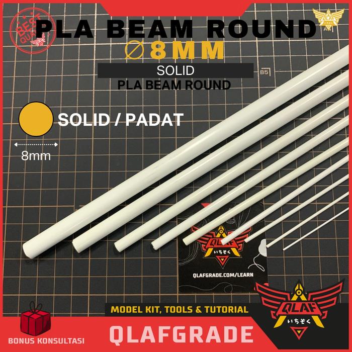 Gambar Pla Beam Round Solid 8 mm - plastic pla plate bulat padat pejal bundar custom model kit dari Wahkhilaf Kota Surabaya Tokopedia