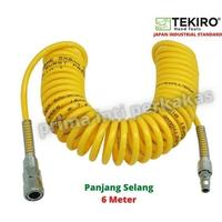 Gambar TEKIRO Recoil Hose 6 Meter - Selang Angin Kompresor Spiral - Kuning dari prima inti perkakas Kab. Bekasi 4 Tokopedia
