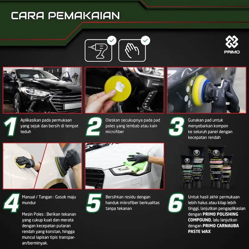 PRIMO Rubbing Compound 60 - 100 - 300 Gram / Penghilang Baret Kasar 6