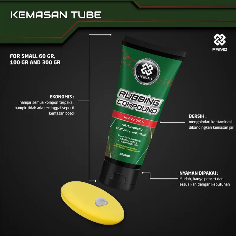 PRIMO Rubbing Compound 60 - 100 - 300 Gram / Penghilang Baret Kasar 5