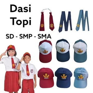 Topi Dasi Seragam Sekolah SD SMP SMA SMK Logo Bordir Putra Putri