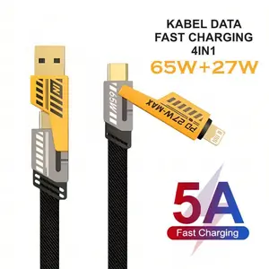 Kabel Data 4 in 1 65W 27W Fast Charging PD TYPE C to C - Kabel Casan 4in1 C to Lightning USB to C USB to Lightning