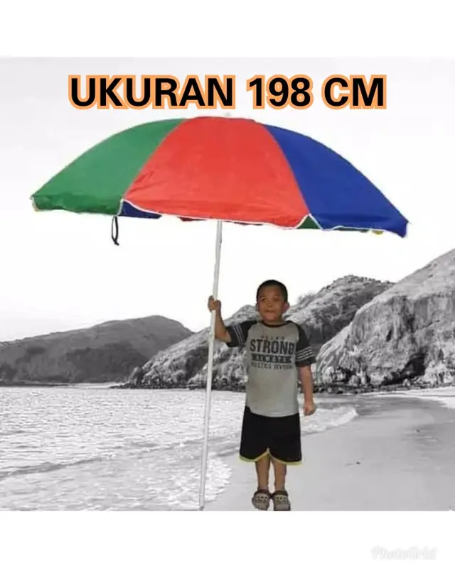 Payung Tenda Cafe Pantai Taman Dagang Jualan Kaki Lima Besar Jumbo Tahan Panas Matahari Hujan Parasol Pelangi 198 cm (42") 0