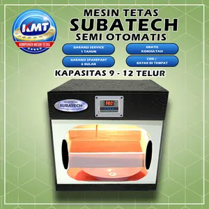 SUBATECH Mesin Tetas Semi Otomatis Kapasitas 9-12 Telur Ayam Bebek Burung dengan Sistem Pemutaran Manual & Thermostat Digital