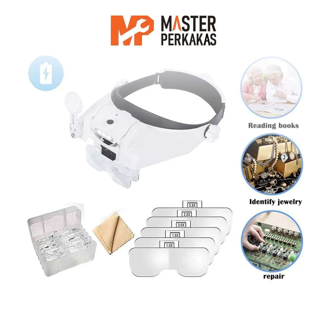 Kacamata Pembesar LED MG82000MC MP / Kaca Mata Servis / Lampu Reparasi