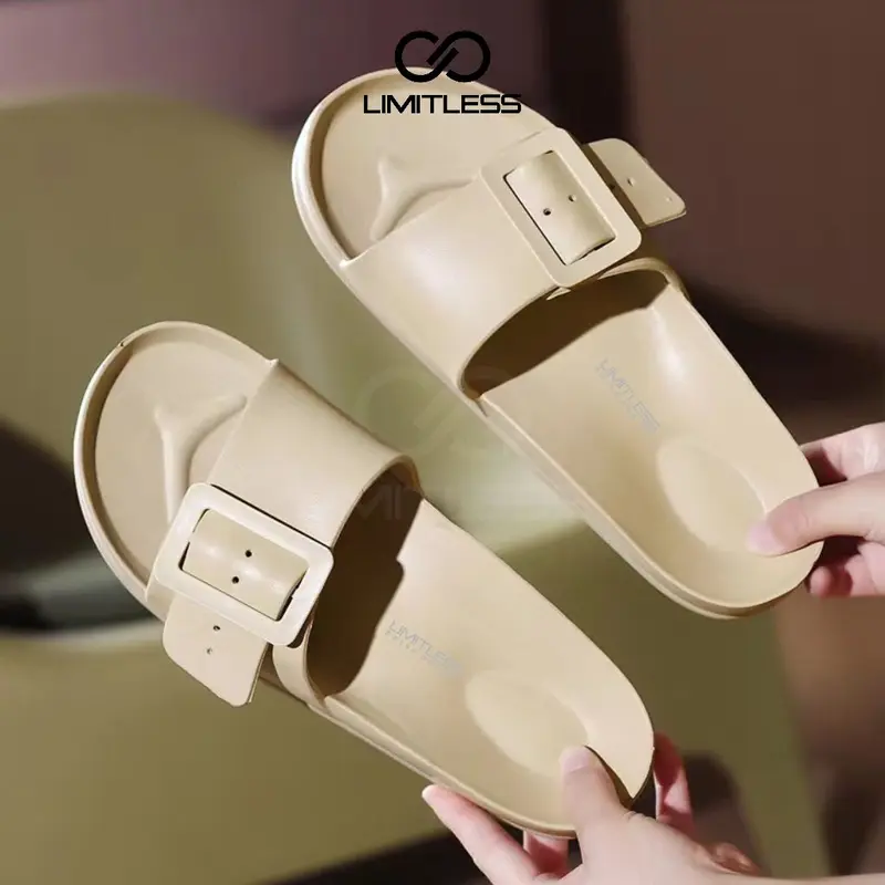 LIMITLESS Sandal Selop Cewek Slip On Wanita Terbaru 2024 Kekinian Sendal Cewek Tali Gesper Strap Satu Ringan Black Pink Shoes 6