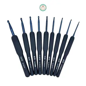 ANEKA - Alat Rajut Hakpen Alumunium Gagang Karet Navy/ Crochet Hook Rubber SIlicone Blue - PCS